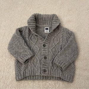 Jamie and Jack 0-3 Months Cable Knit Collared Gray Sweater Cardigan